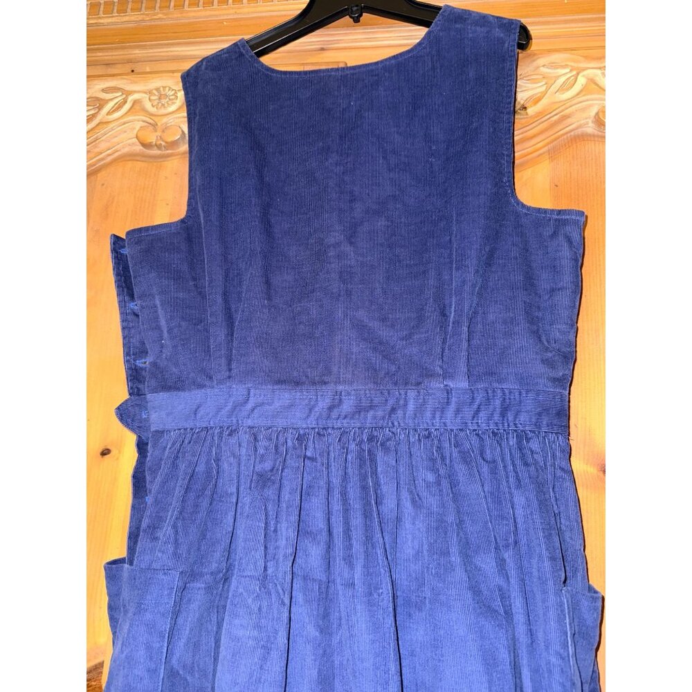 L.L. Bean Blue Corduroy Pinafore Dress 90s Cottagecore Prairie USA Made Size 14 - Picture 5 of 11
